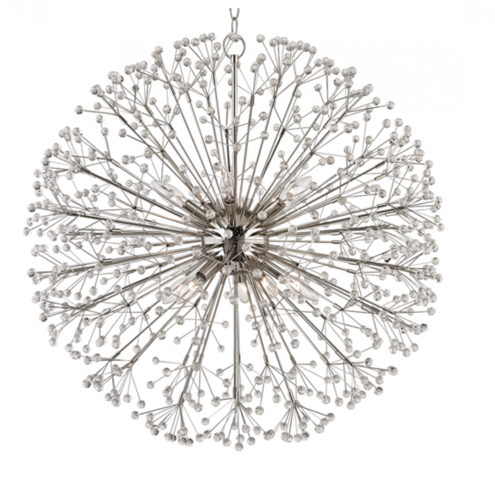 HDS 6030-PN Dunkirk 10Lt Polished Nickel Chandelier 60W E12 Candelabra lamp not included
